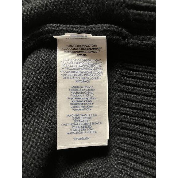 Mens Chaps V-Neck Sweater Tight Knit Long Sleeve 100% Cotton Black Sz Large EUC - Picture 4 of 11